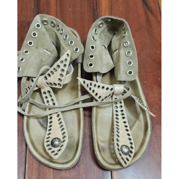 Isabel Marant Suede Studded LaceUp Sandals Women’s Sze 38 Leather Boho Gladiator - Picture 5 of 16